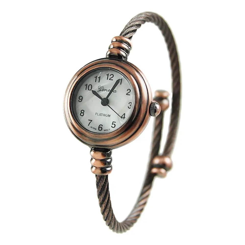 Fashions Geneva Platinum Women's Cuff Antique Copper Watch 6581