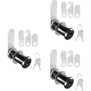 3 Pcs Cabinet Locks with Keys, 1-1/2'' Cam Lock Keyed Alike Fit 1-3/8'' Max Panel, Secure RV Locks for Cabinet Drawer Mailbox Lock Replacement, Zinc Alloy