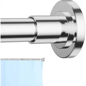 Chrome Shower Curtain Rod 31 to 80 Inch,1 Inch Diameter Adjustable Spring Tension Curtain Rod No Drilling Stainless Steel Telescoping Rod,No Rust