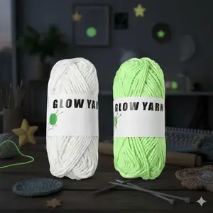 Fluorescent Glow in the Dark Yarn for Crochet DIY | Soft Skin-Friendly Elastic & Fade-Resistant Thread | Eco-Friendly Craft Materials for Nighttime Knitting, Spring Handmade Projects, and More