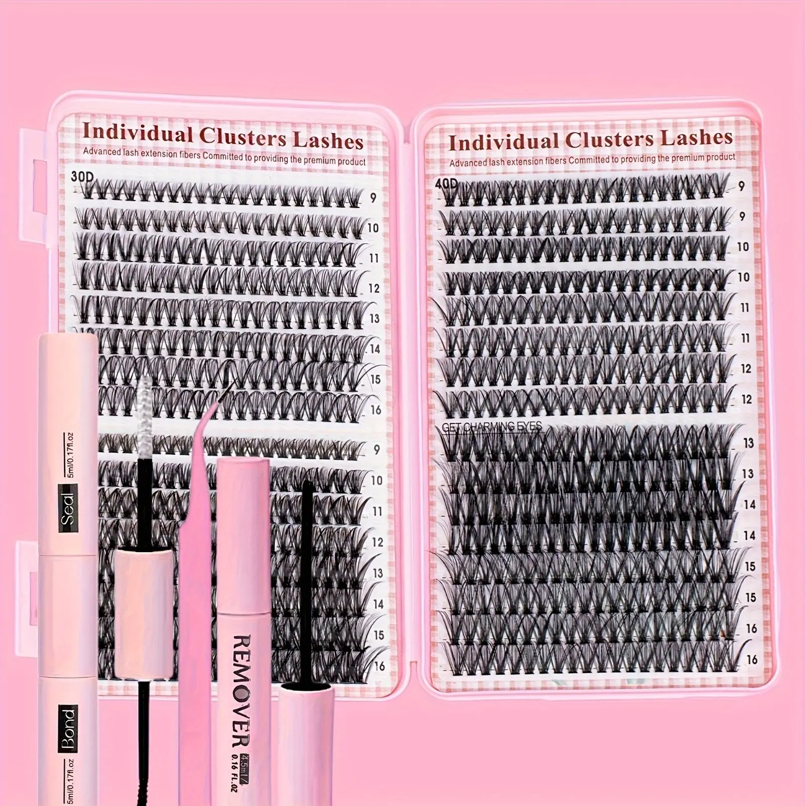 Volume Eyelash Extensions Kit for Self Application - 30D-60D Dense Volume Individual Lashes, D-Curl 9-16mm Mixed Lengths with Spiral Brush, High-Quality for Longer Looking Lashes, Makeup Cosmetic