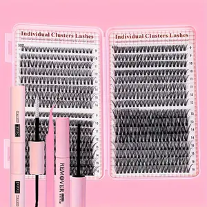 DlY eyelash cluster set - super thick, D-curly, 9-16mm mixed length, slim cartoon eyelashes, suitable for single eyelash  at home, 30D40D50D60D diy extension kit self-application individual lash arizona Spiral Brush Makeup False 10  push  kid  false