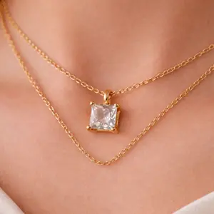 AVA Sapphire Necklace for Women – Gold Plated Stainless Steel Pendant | Elegant Luxury Jewelry | 18 Inch