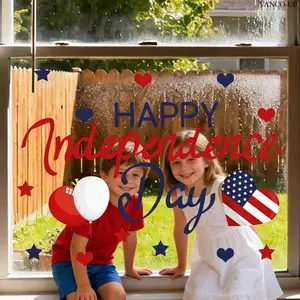 1 Piece (30*60cm) Independence Day Static Cling Window Sticker Double-Sided Visible Decorative Festival Decor for Bedroom Kids Room Glass