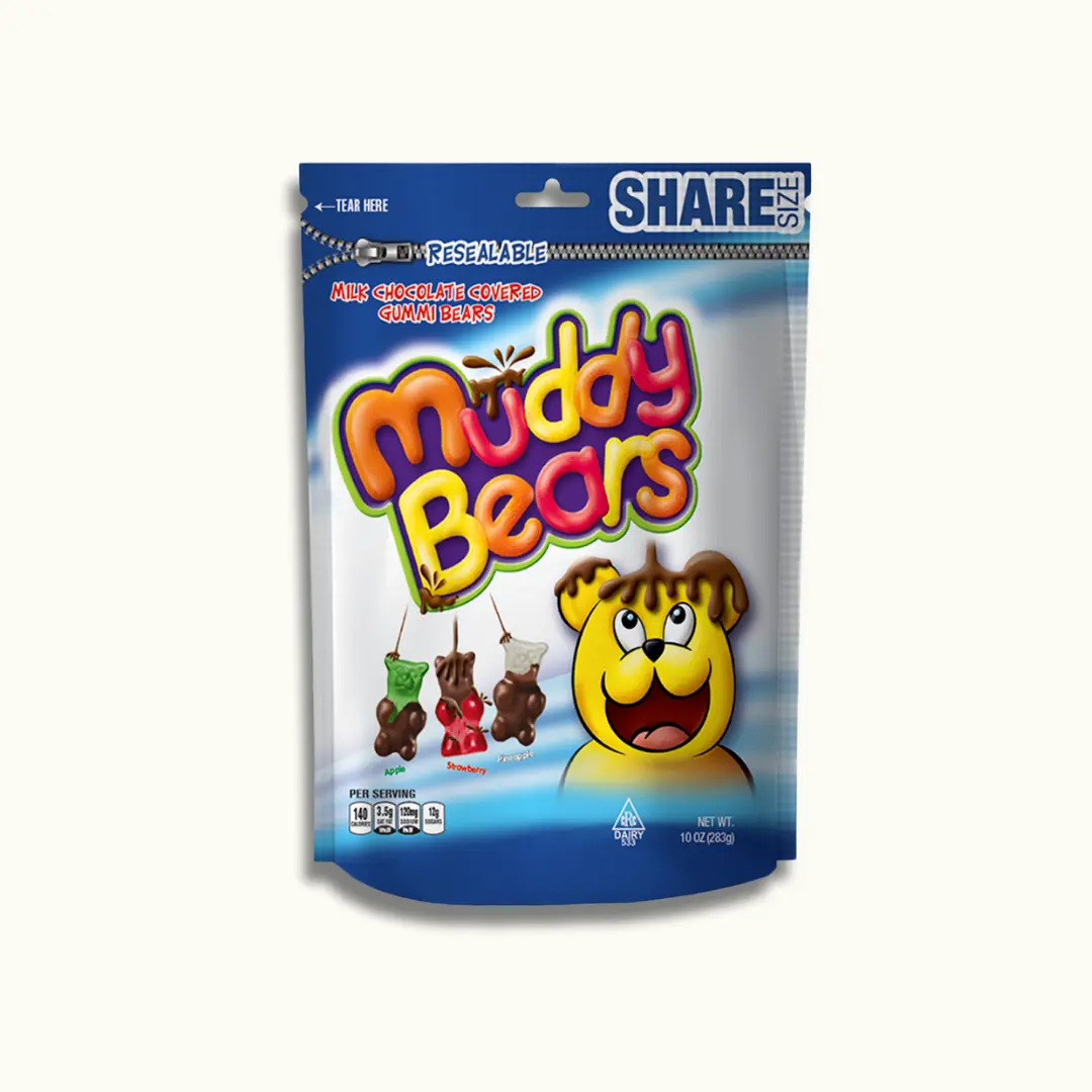 Muddy Bears 10oz - Chocolate-Covered Gummy Bears in Apple Strawberry & Pineapple Flavors - Sweet Chewy Milk Chocolate Treats