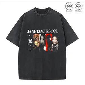 100% Cotton Oversized Graphic T-Shirt Janet Jackson Collage Print Summer Casual Fashionable Street Retro Style # Michael Jackson # Jaafar Jackson # biopic # music legend