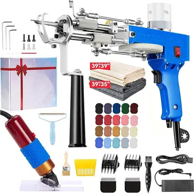 Riiai Tufting Gun Starter Kit,Tufting Gun With Carpet Trimmer Rug Making Kit, Rug Gun Cut Pile Loop Pile For Making Rugs, Carpet Trimmer Tufting For Sculpting (Dark Blue Rug Tufting Gun With - View #11