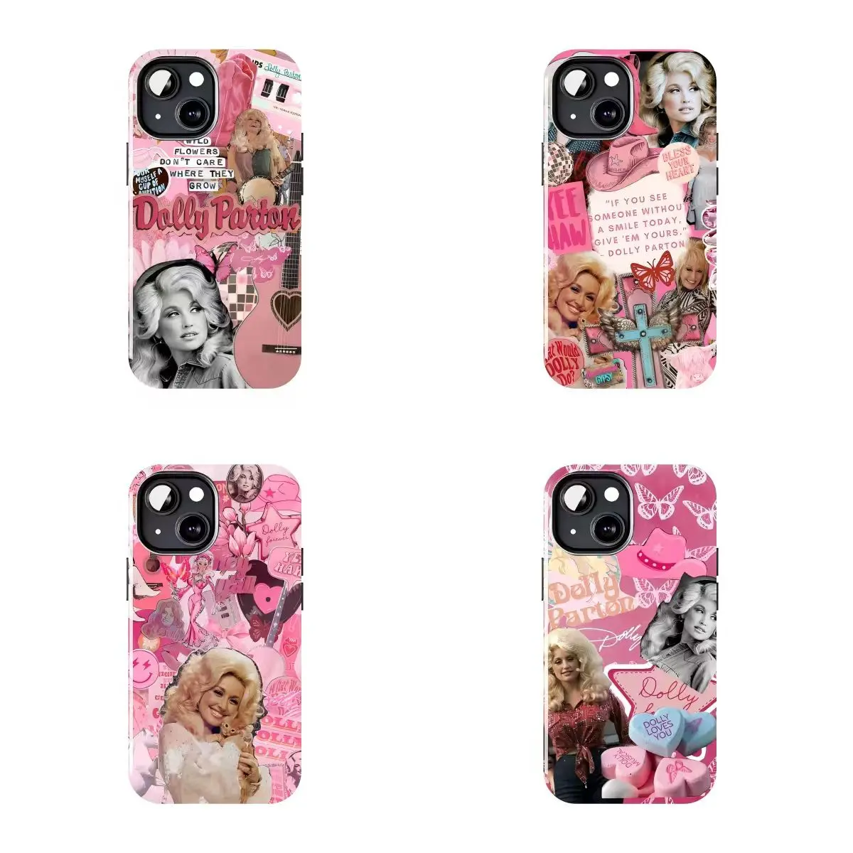 Dolly Parton Pink Collage Phone Case — Compatible with iPhone 11–17 Pro Max/Plus and Samsung Galaxy S23–25 Series