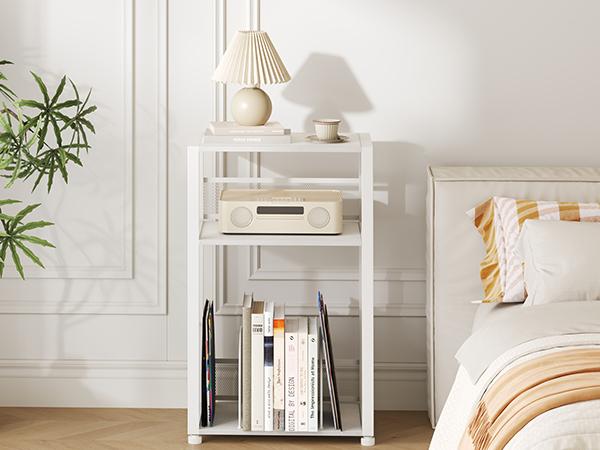 Record Player Stand, 3-Tier Side Table, Vinyl Record Storage Albums, End Table for Living Room, Bedroom