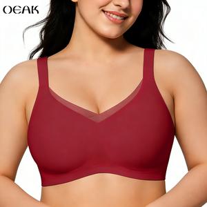 OEAK Womens Wireless Bras V Mesh Comfortable Bralette Supportive Tshirt Jelly Bra No Underwire Seamless Push Up Everyday Bras summervibes