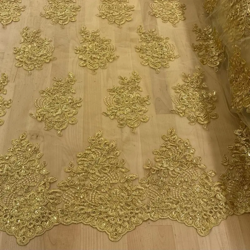 Lace Fabric with Sequins-Applique Lace Fabric