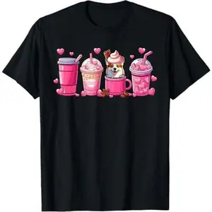 Corgi Inside Cup Coffees Lover Valentine's Day Hearts T-Shirt