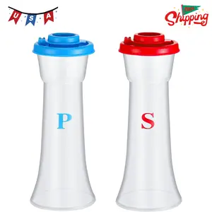 Set of 2 Plastic Salt and Pepper Shakers with Lids Large Hourglass Covered Moisture Proof Salt Shaker Pepper Container for Home Restauran