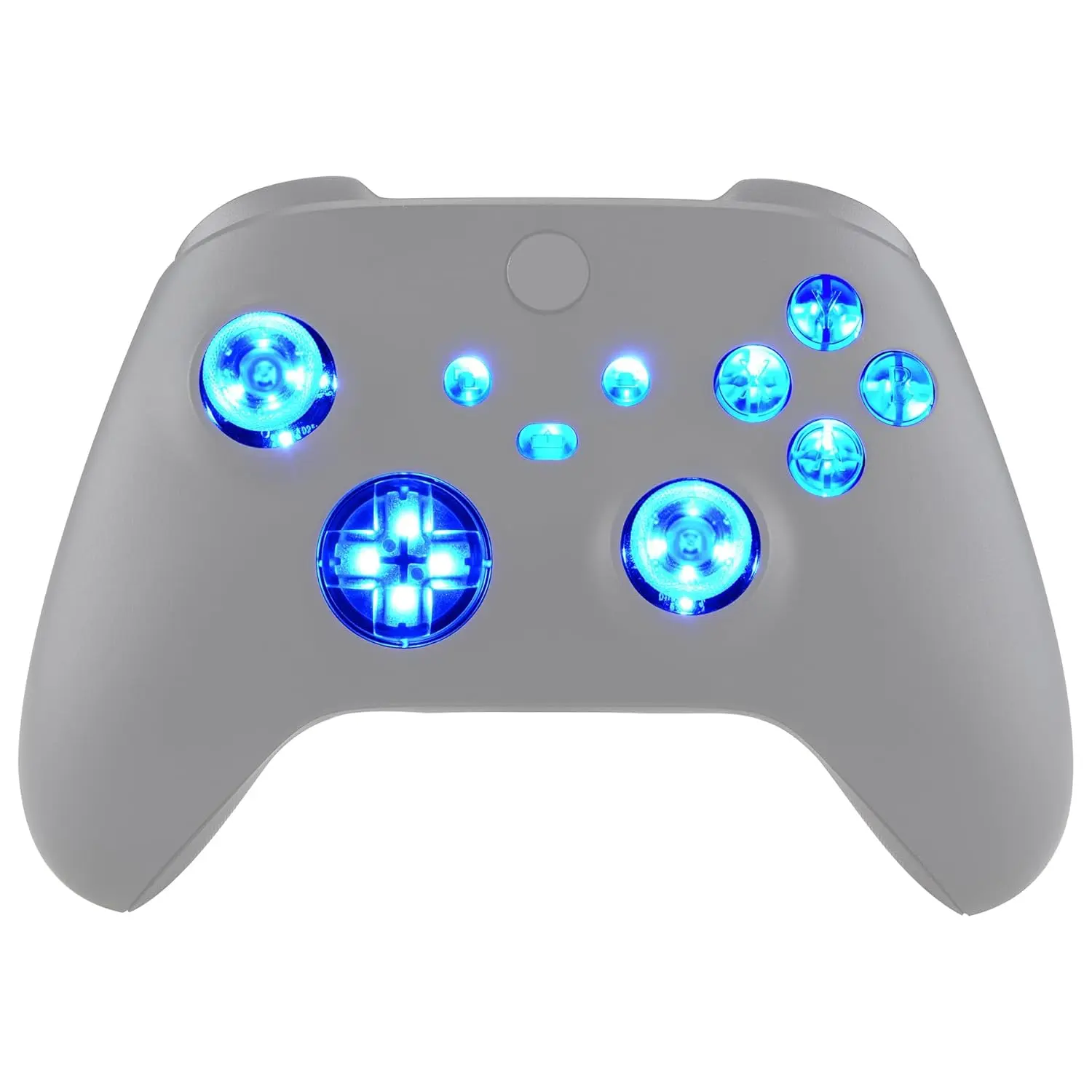 eXtremeRate Multi-Colors Luminated D-pad Thumbsticks Start Back Sync ABXY Buttons for Xbox Series X/S Controller, Transparent Clear  9 Modes DTF V2 LED Kit for Xbox Core Controller Model 1914