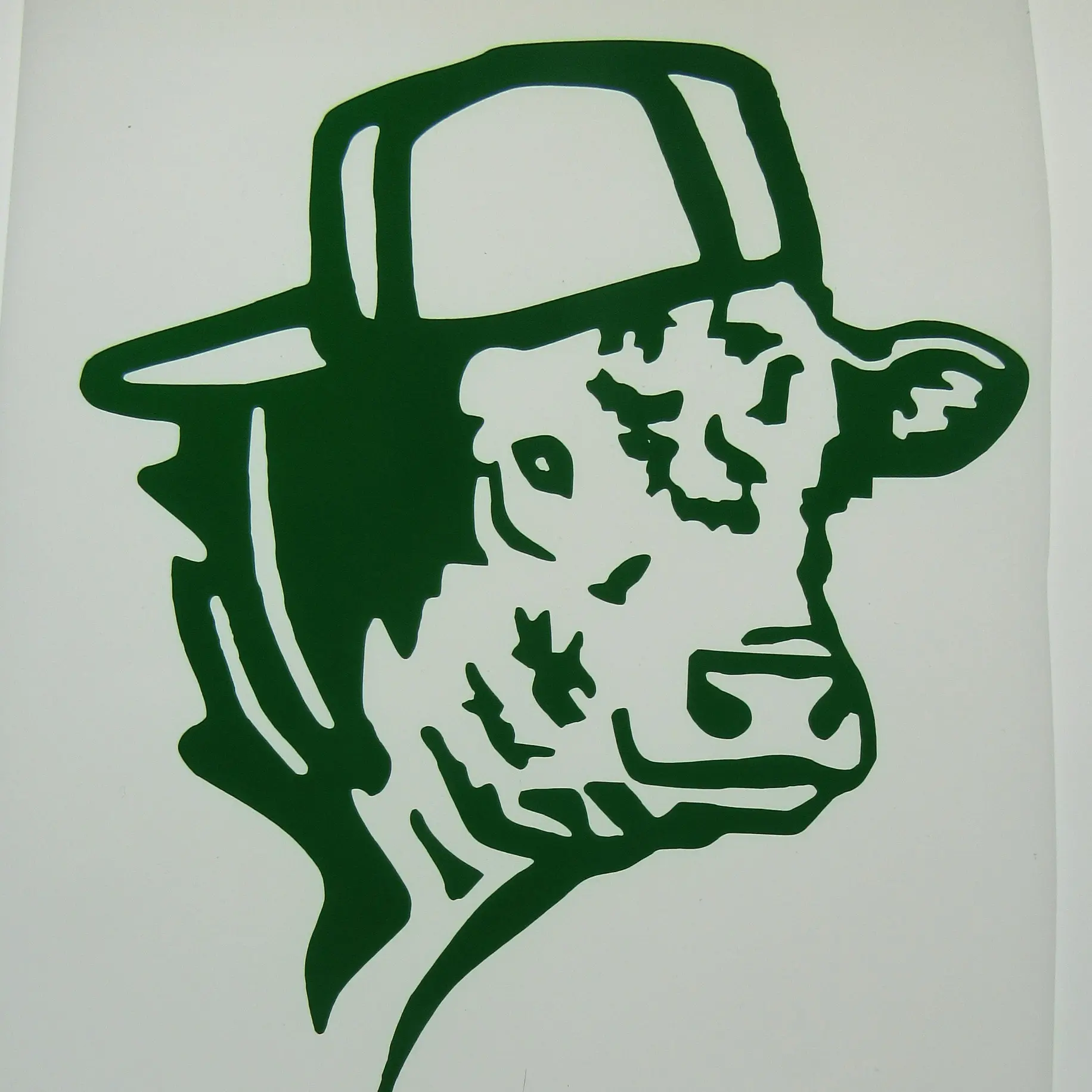 Backwards Hat Cow Decal, Permanent Vinyl Decal