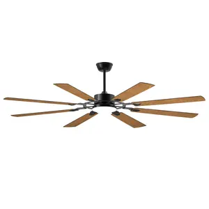 Black Ceiling Fan with Lights and Remote, 8 Plywood Blades, 6-Speed Noiseless Reversible DC Motor, 3CCT Windmill Fan for Kitchen, Living Room