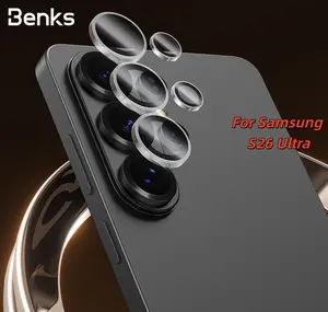 BENKS GlassWarrior Camera Lens Protector for Samsung Galaxy S26 Ultra, 9H Tempered Glass, Anti Reflective HD Clarity, Ultra Thin Scratch Resistant, Individual Metal Lens Ring Design
