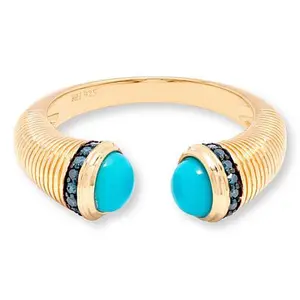 Rarities Fine Jewelry Rarities Sleeping Beauty Turquoise and Diamond Open-Top Ring