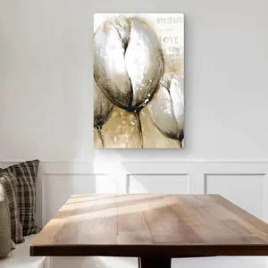 Begin Home Decor C1MP2030JPAZ4O 20 x 30 in. Three Tulips with Typography Wall Art - Beige Contemporary Metal Print