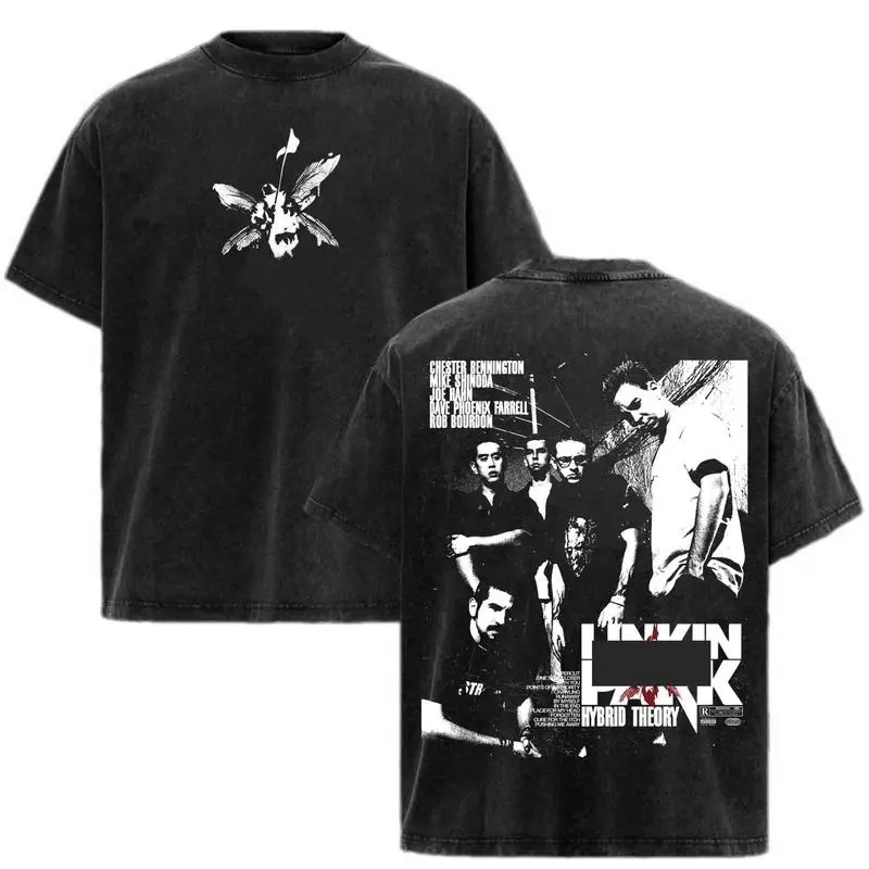 Chester Bennington Legacy Tee – Vintage Acid Wash Heavy Cotton Oversize Unisex Rock Band T-Shirt, Retro Y2K Nu Metal Streetwear Top, Linkin'n Parks Music Merch for Fans, 2000s Tour Collector Merch.