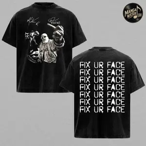 MG Kelly x Fred Durst "Fix Ur Face" T-Shirt Washed, Rap Rock Graphic T Shirt Wash, Oversized Streetwear Punk Grunge Unisex Cotton Tee Shirt, Oversized Heavyweight Cotton TShirt, Urban Hip Hop Fan Top Outfit, Gifts for him Gift for Fan