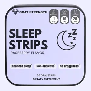 Goat Strength Sleep Strips Raspberry Flavor 30 Oral Strips with Melatonin 1mg Lavender 20mg Chamomile 10mg Non-addictive Dietary Supplement for Better Sleep Quality