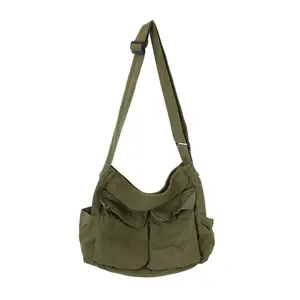 Large Capacity Canvas Crossbody Hobo Bags for Women & Men, Shoulder Tote Messenger Handbag for Work, Shopping, Travel