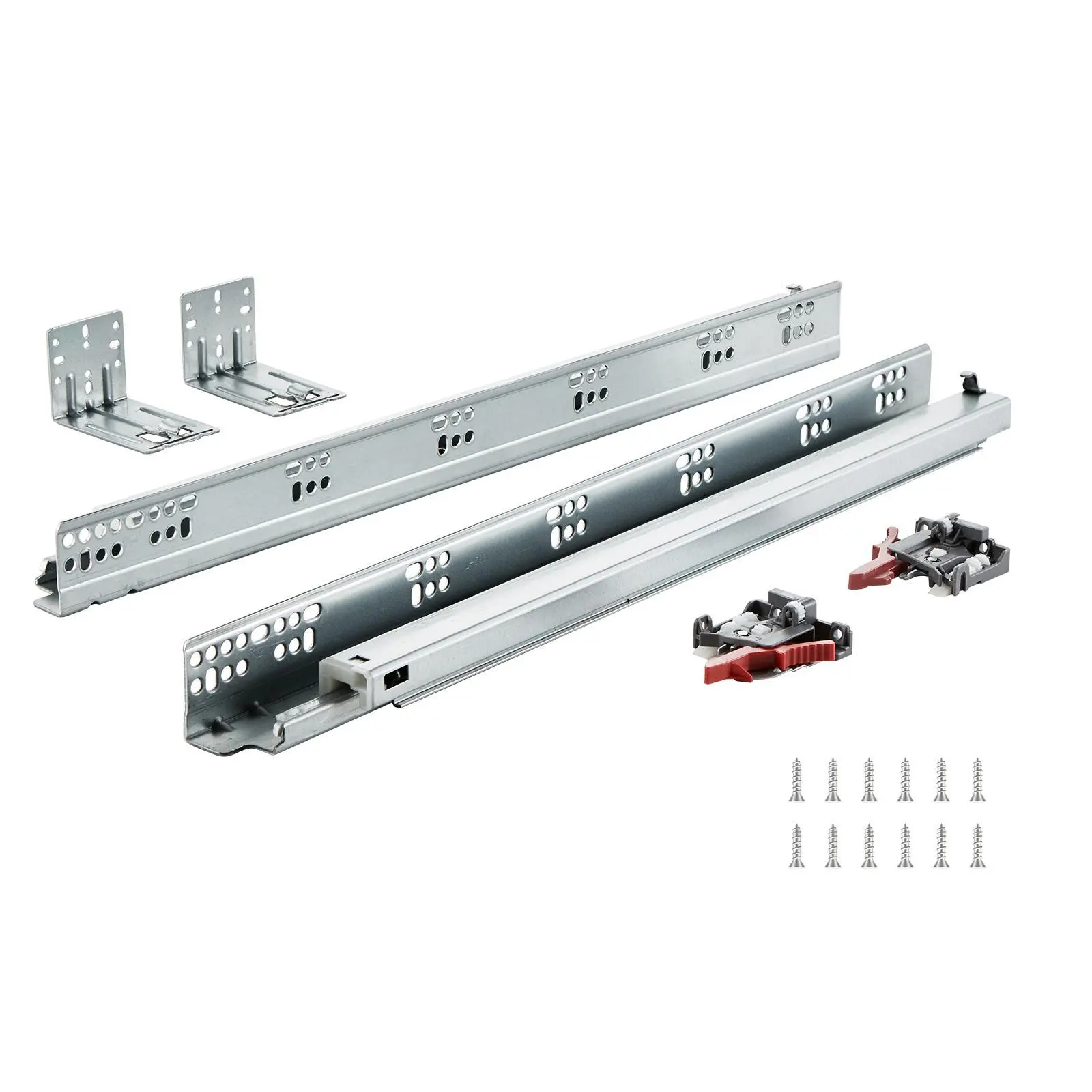 【Backtoschool】VEVOR 10 Pairs 21-Inch 3-Stage Drawer Runners, Galvanized Steel Track with Metal Plate, Heavy-Duty Full Ball Bearing Side Mount Rails, Soft-Close Noiseless Glides with Locking Mechanism, 100 Lbs Capacity, Three Stages