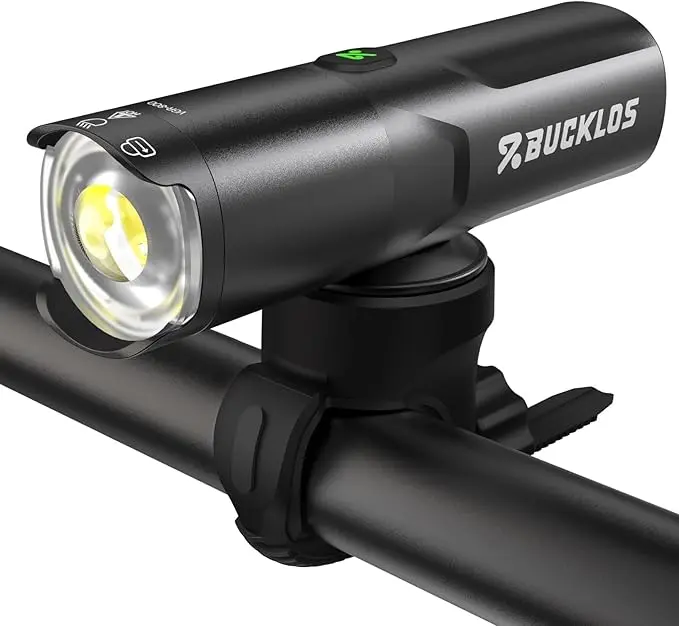 BUCKLOS 800LM LED Bike Light Set, USB Rechargeable Front Headlight & Rear Tail Light, Rotatable Lens, Multiple Lighting Modes for Night Riding, MTB, E-Bike & Commuting, Mountain Ebike, Rear Bike Light