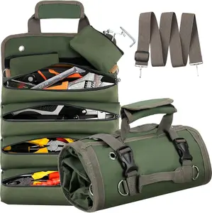 Tool Bag, Tool Bags for Men, Heavy Duty Tool Organizer, Portable Roll Up Tool Bag Gifts For Him, Mechanic, Electrician and Hobbyist, Car Tool Roll Organizer