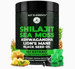Organic Shilajit Gummies with Sea Moss Gummies - Shilajit Supplement for Immune Support - Pure Himalayan Shilajit and Ashwagandha with Sea Moss and Shilajit, Lion’s Mane Extract and Black Seed Oil