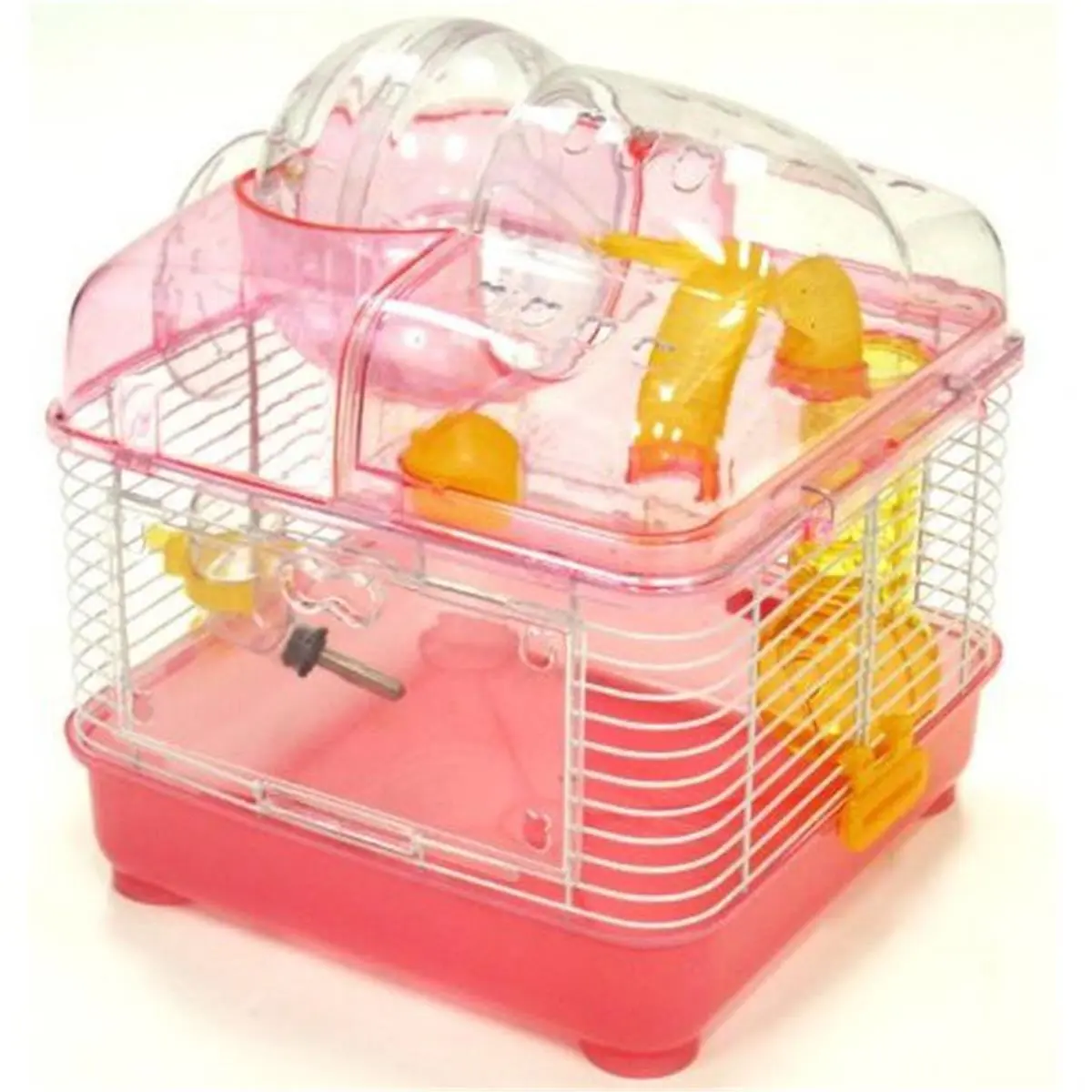 YML  10 in. Clear Plastic Hamster-Mice Cage in Pink
