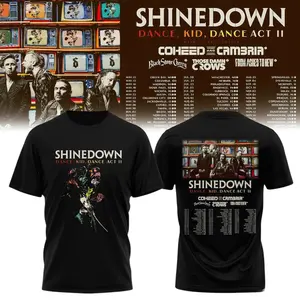 Shinedown Dance Kid Dance Act II Tour T-Shirt – Hard Rock Band Concert Graphic Tee for Shinedown Fans, Alternative Rock Tour Shirt