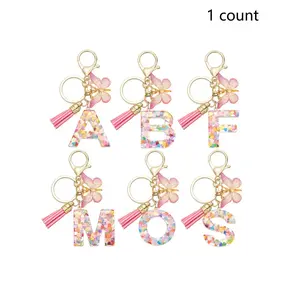 Cute Letter & Butterfly Design Keychain for Women & Girls, 1 Count Colorful Acrylic Keychain for Bag, Car Key, Decoration, Fashion Keychain for Gift, Valentine's Day Gift, Trendy Cute Keychain