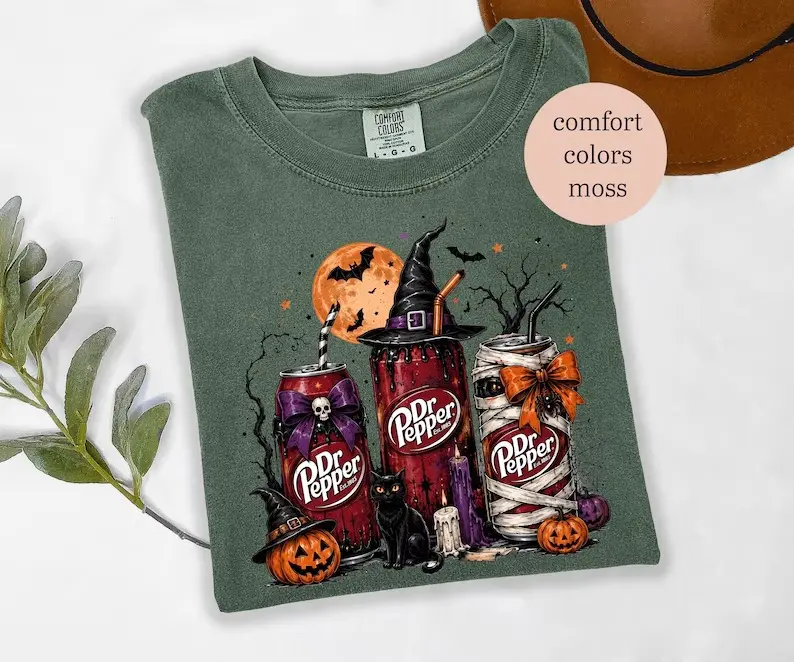 Dr Pepper Halloween T-Shirt - Sweatshirt - Hoodie, Spooky Soda Themed Graphic Tee, Halloween Tshirt