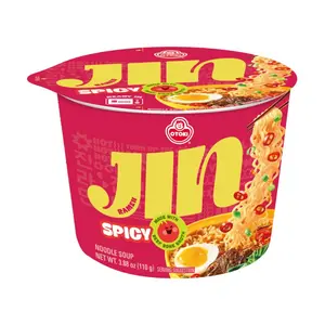 OTTOGI Jin Ramen Spicy Flavor Bowl 110g - Authentic Korean Instant Noodles, "Korean National Ramen" - Pack May Vary