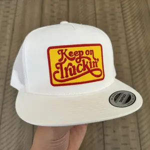 Keep On Truckin' Vintage Snapback Trucker Cap Mesh Back Yupoong 6006 Five Panel Hat
