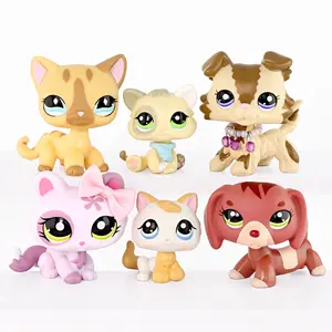 6PCS LPS Pet Figures Set - Cats & Dogs with Accessories, Cute Bobble Head Mini Animal Collectible Toys with Bow, Necklace & Scarf, Gift for Kids & LPS Collectors