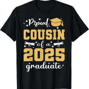 [100% Cotton] Proud Cousin of a 2025 Graduate Senior Family Graduation T-Shirt Casual Soft