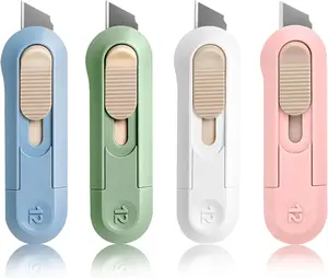 4 PSC Box Cutter,Retractable Box Opener, Package Opener, Easy Slide Retractable Cute Utility Knife For Opening Daily Express Boxes, Envelopes, Packages, Paper tapes and more (4 PSC Box Cutter)