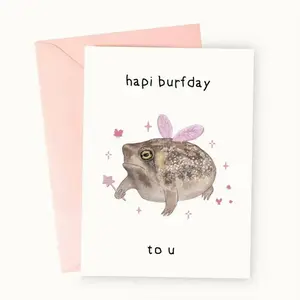 Cartoon Frog Pattern Birthday Card, Greeting Card with Envelope, Greeting Card, Small Business Supplies, Birthday Gift for Friends & Family, Birthday Card for Mom Funny Greeting Card