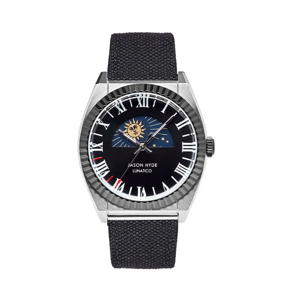 LUNATICO | 40 MM WATCH BLACK DIAL  - CORDURA STRAP