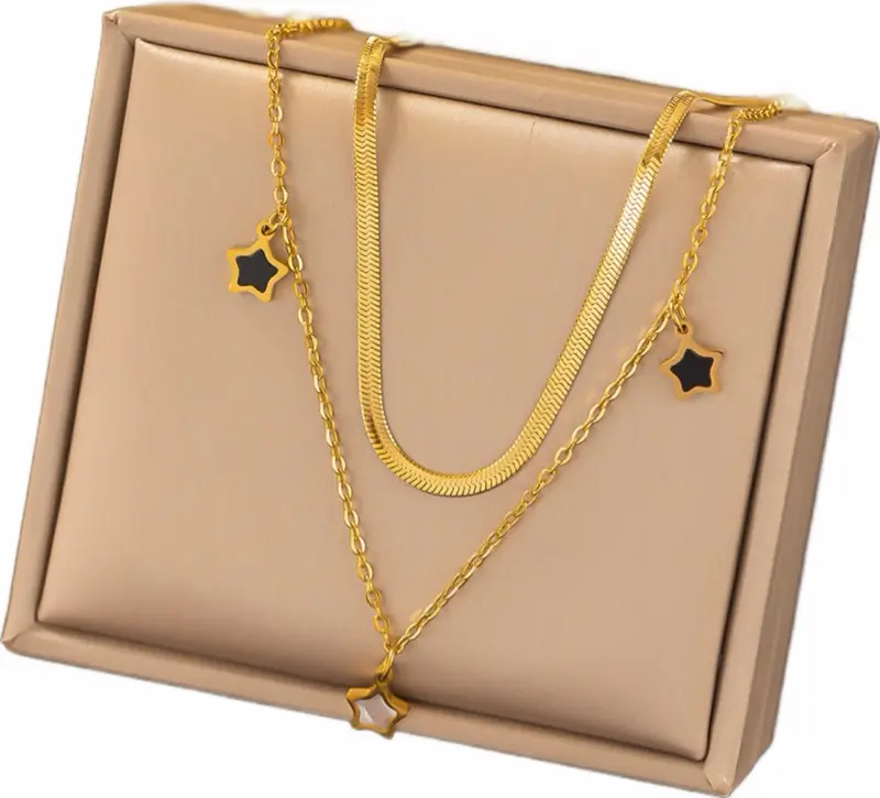 Elegant Gold Star Pendant Necklace with Chain and Star Charm for Women's Jewelry