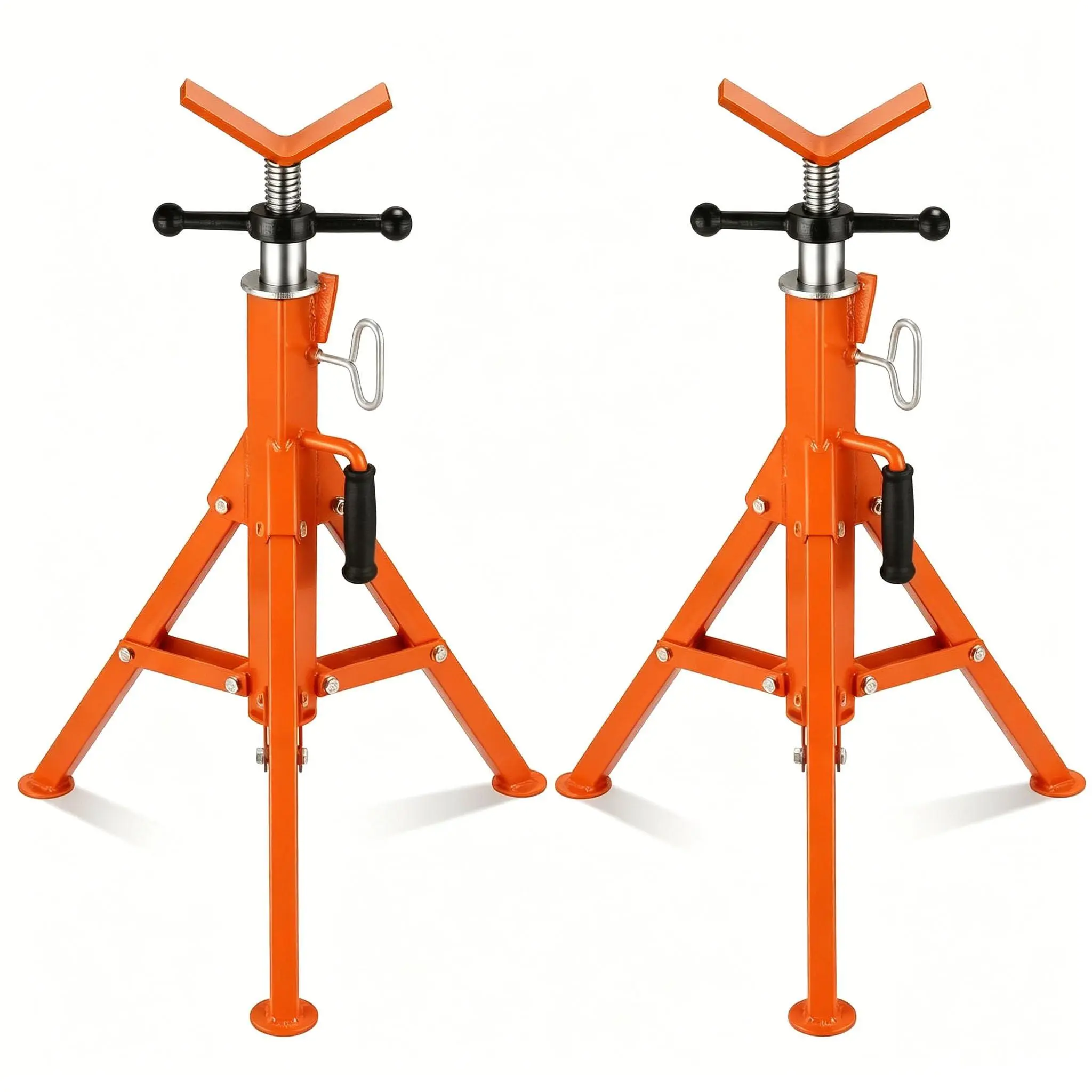V Head Tripod Pipe Jack Stand, 1/8"-12" Pipe Support Rest, 2500 LB Heavy Duty Carbon Steel Adjustable 28"-52" Folding Portable Pipe Stand for Welding Pipe,orange