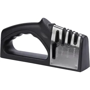 4-in-1Manual  Sharpener Suitable for kitchen , fruit , steel , , and 3-level precision sharpening.Non slip base, suitable for  use (black) (1)