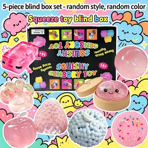5 Piece Squishy Blind Box Set, Slow Rebound Stress Relief Toy, Soft Q-Tip Fidget Toy, Kids Anxiety Relief Sensory Toy, Party Gift, Birthday Gift