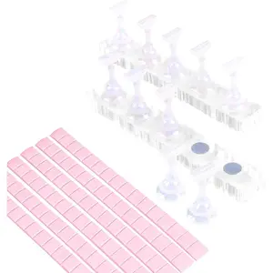 2 Set Nail Holder for Painting Nails, Transparent Acrylic Nail Stand for Press on / Fake Nail Tips Training / Nails Display with 96 Pcs Reusable Adhesive Putty