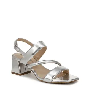 LifeStride Womens Celia Slingback Strappy Dress Sandals Heeled Sandal Silver Metallic