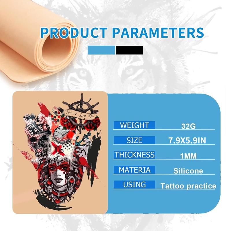 10Pcs Tattoo Practice Skin with 50Pcs Transfer Paper, Tattoo Fake Skin and Tattoo Stencil Paper Kit Including Double Sided Skin and Tattoo Tracing Paper for Tattoo Practice Tattoo Kit Supplies - Home Improvement.