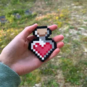 Red Love Heart Potion keychain or magnet from Perler beads